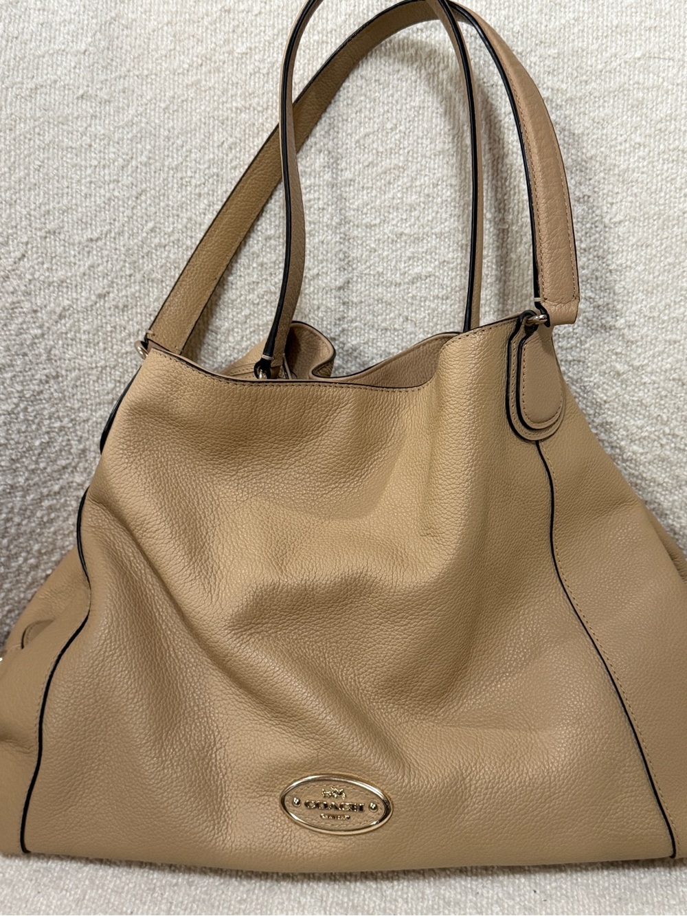 Coach Pebbled Leather Shoulder Hobo in Beige/Tan - Picture 2 of 11